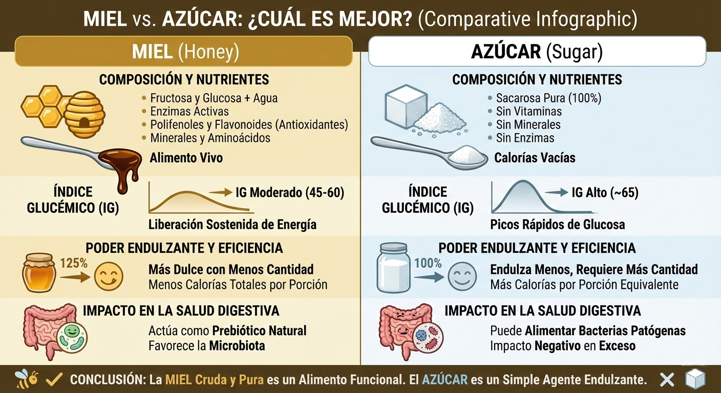 Miel vs. Azúcar: ¿Cuál es mejor según la Ciencia?